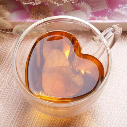 Heart-Shaped Tea Glass | Double-Walled & Heat Resistant | Elegant Gift | Borosilicate Glass