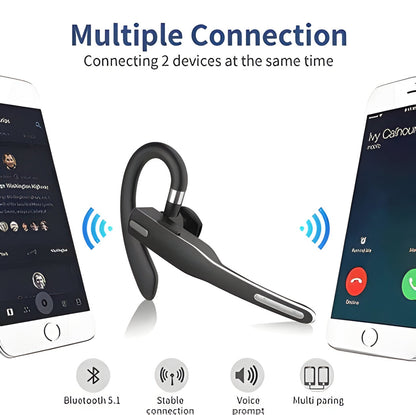 Noise Cancelling Bluetooth Earpiece with Dual Microphones – Wireless Headset