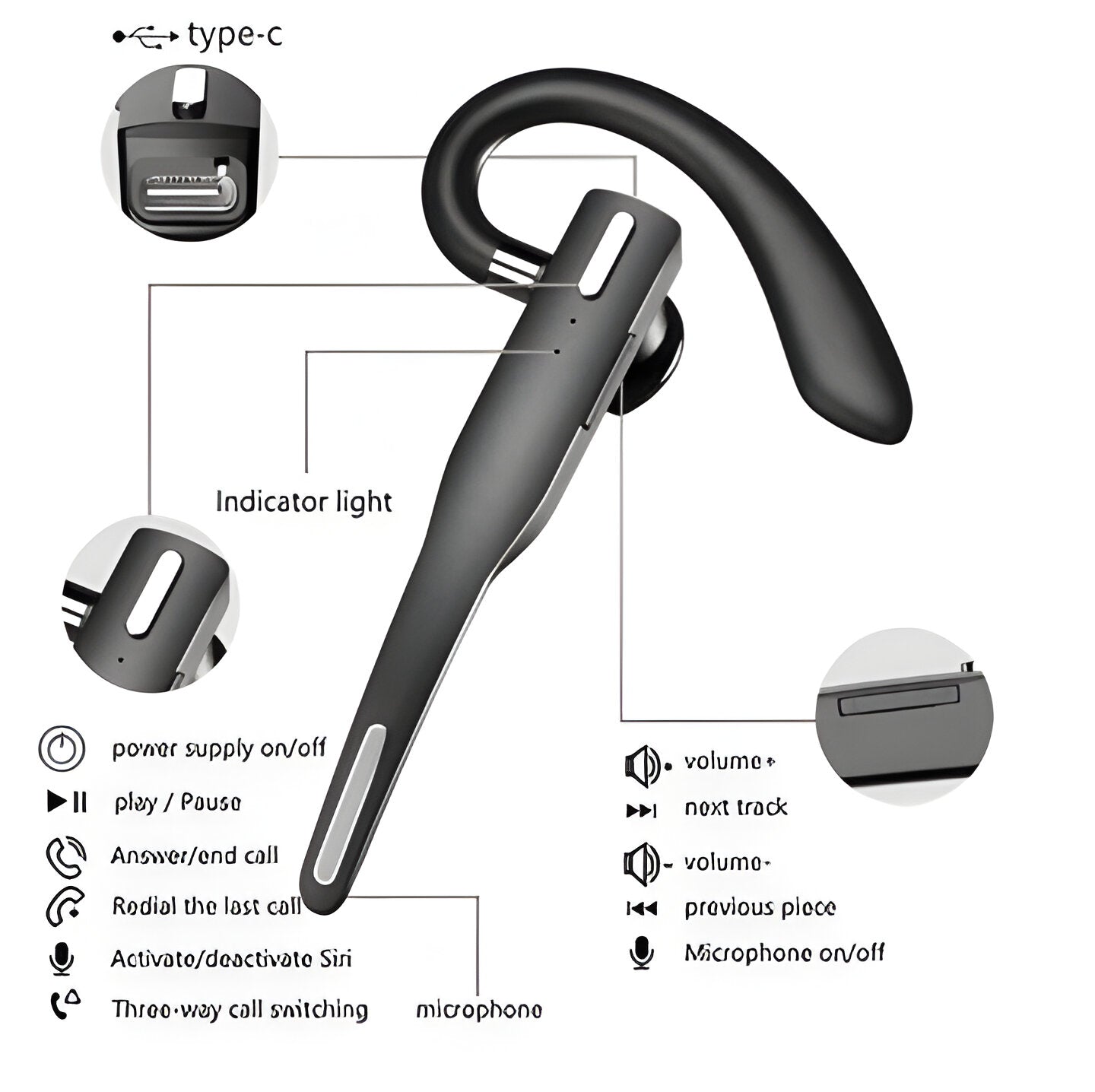 Noise Cancelling Bluetooth Earpiece with Dual Microphones – Wireless Headset