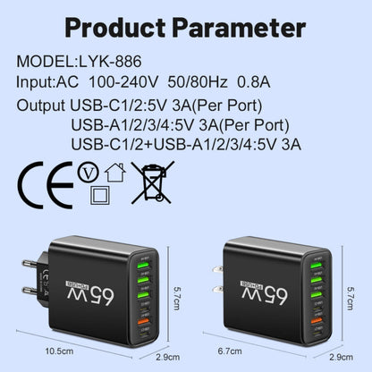 65W 6-in-1 Fast Charger – Charge Up to 6 Devices Simultaneously – Perfect for Home, Office, and Travel