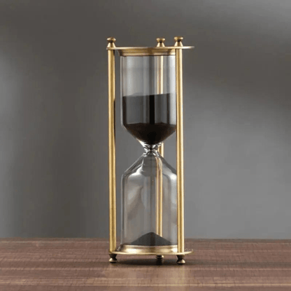 Hourglass with Purple Sand in Antique Brass Finish