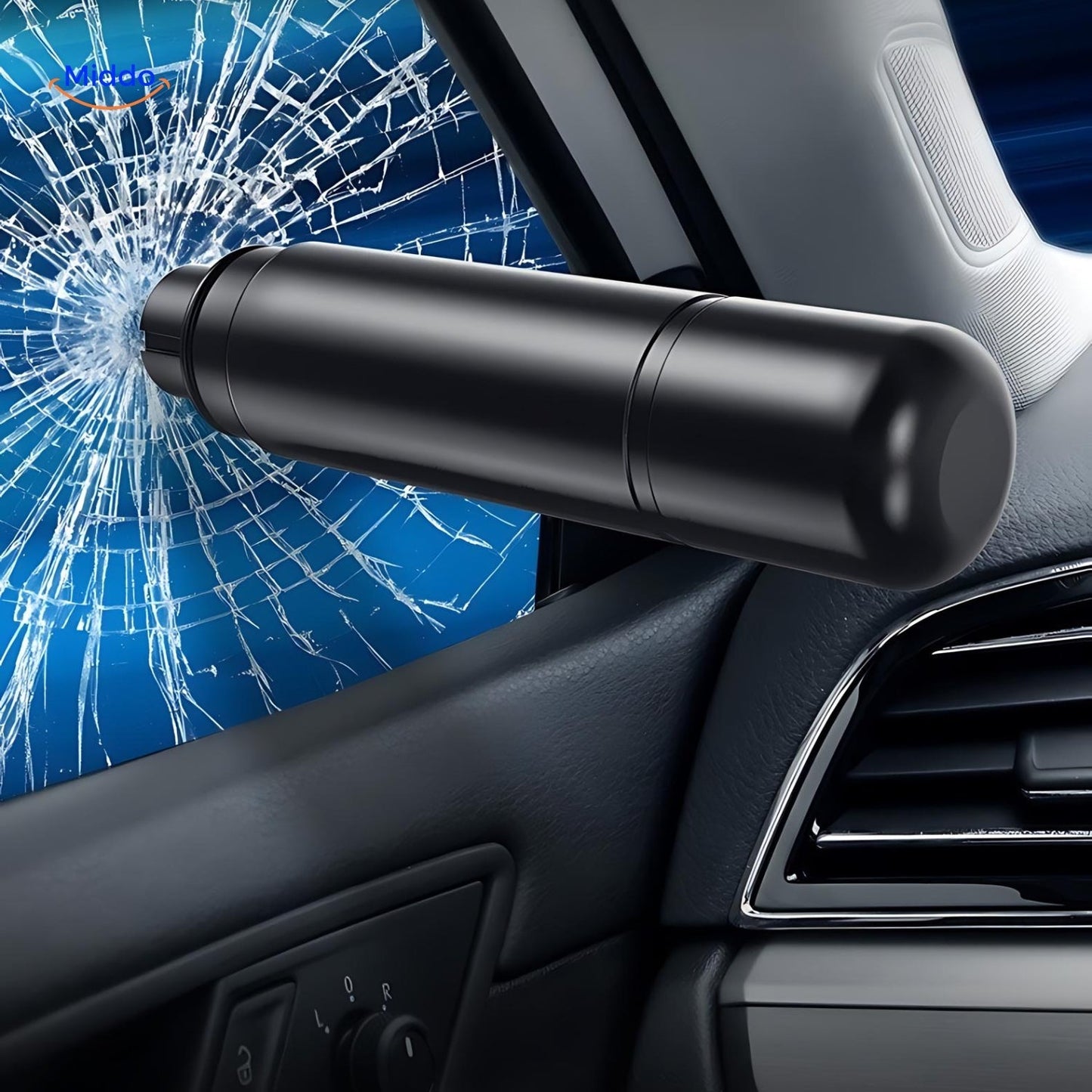 4-in-1 Emergency Tool | Compact Safety Device with Glass Breaker, Seatbelt Cutter & Flashlight