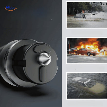 4-in-1 Emergency Tool | Compact Safety Device with Glass Breaker, Seatbelt Cutter & Flashlight