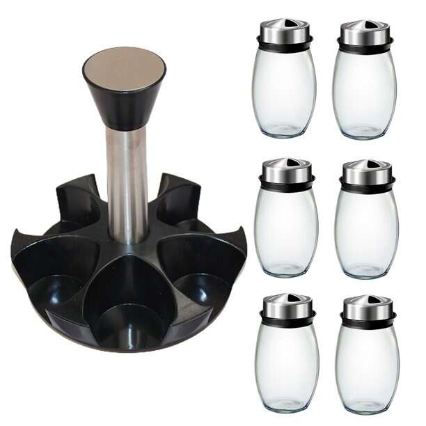 360-Degree Rotating Spice Organizer Set with 6 Jars