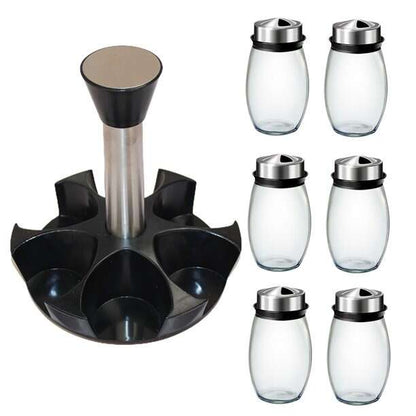 360-Degree Rotating Spice Organizer Set with 6 Jars