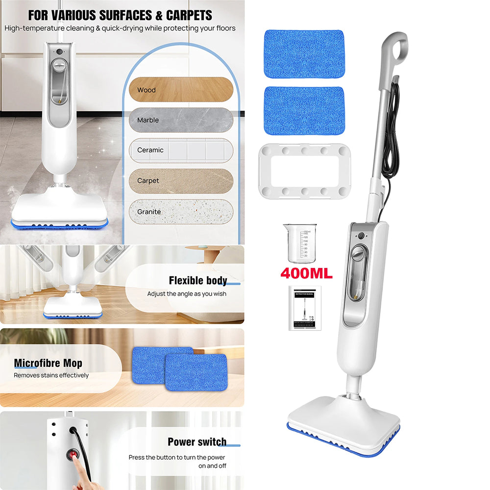 Chemical-Free Deep Cleaning Steam Mop, 110°C Professional Use