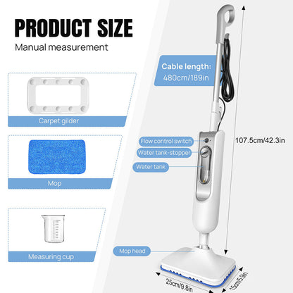 Chemical-Free Deep Cleaning Steam Mop, 110°C Professional Use