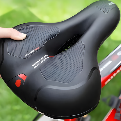 Breathable Bike Seat with Shock Absorption and Pressure Relief for City and MTB Riding, Reflective Strips Included