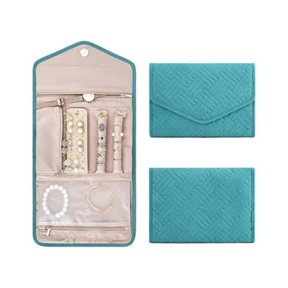 Foldable Jewelry Organizer Pouch with Compartments for Rings, Earrings, Necklaces, and Bracelets