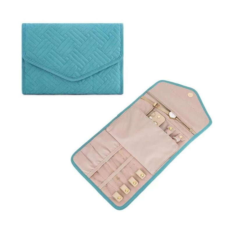 Foldable Jewelry Organizer Pouch with Compartments for Rings, Earrings, Necklaces, and Bracelets
