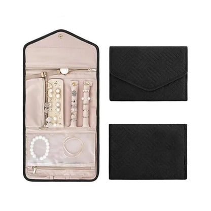 Foldable Jewelry Organizer Pouch with Compartments for Rings, Earrings, Necklaces, and Bracelets