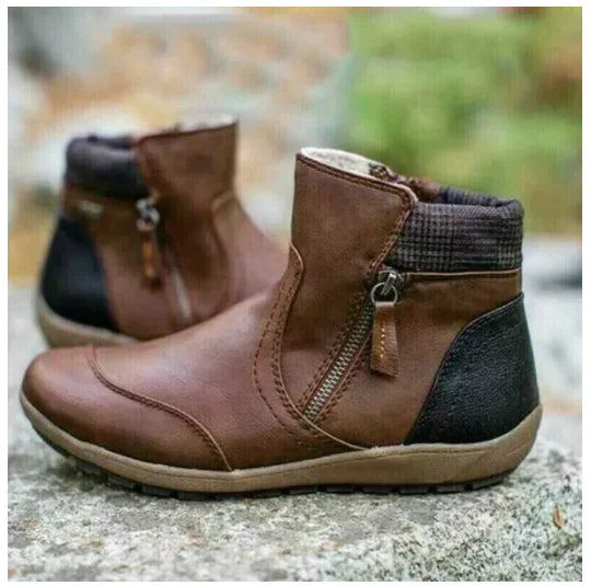 Water-Resistant Women's Zip-Up Ankle Boots for All-Day Comfort