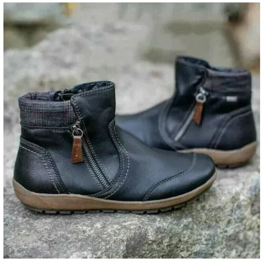 Water-Resistant Women's Zip-Up Ankle Boots for All-Day Comfort