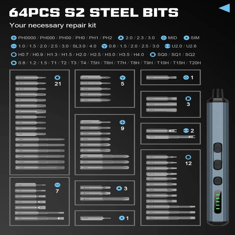 64-in-1 Electric Precision Screwdriver Toolkit