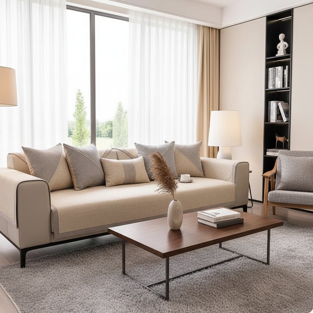 Customizable Non-Slip Sofa Protector with Quilted Design