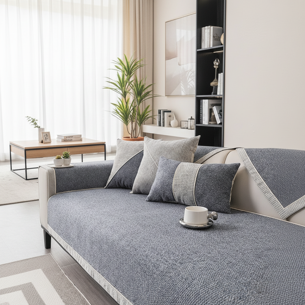 Customizable Non-Slip Sofa Protector with Quilted Design