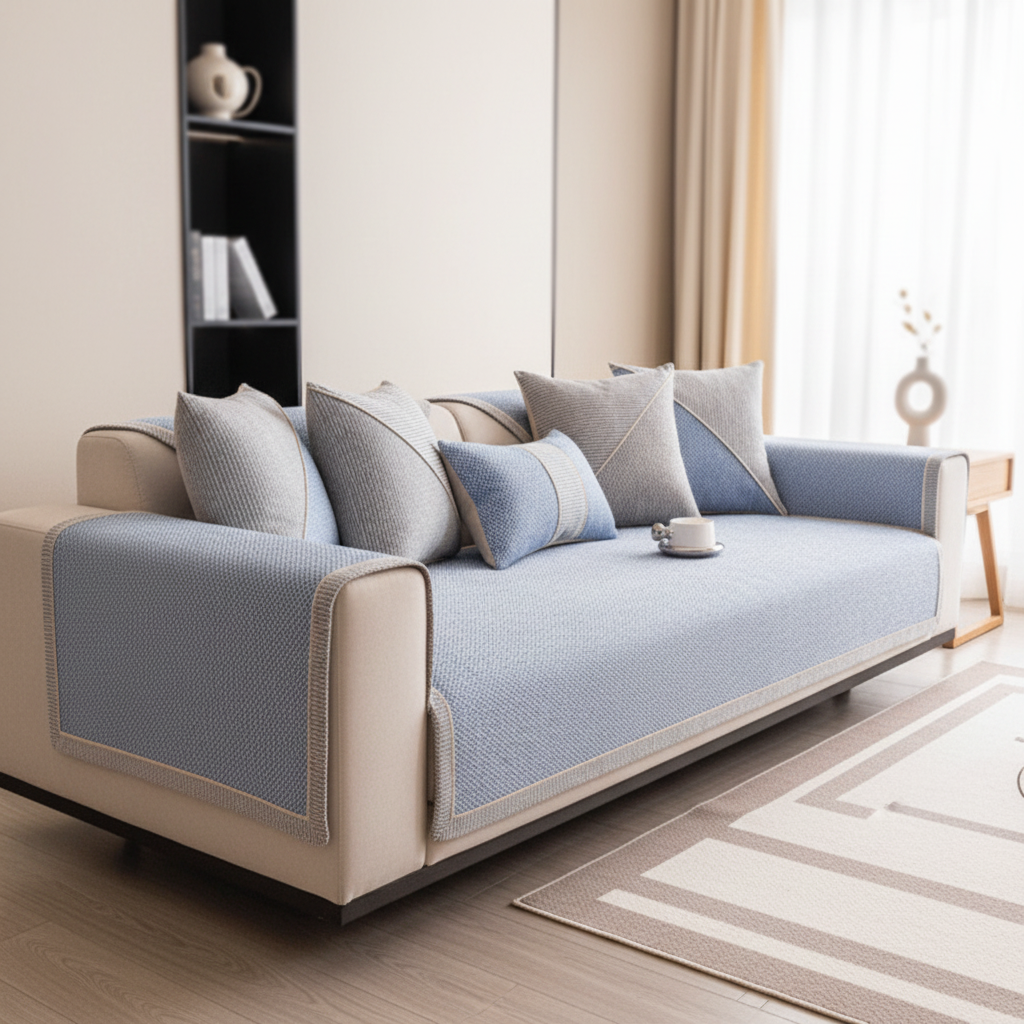 Customizable Non-Slip Sofa Protector with Quilted Design