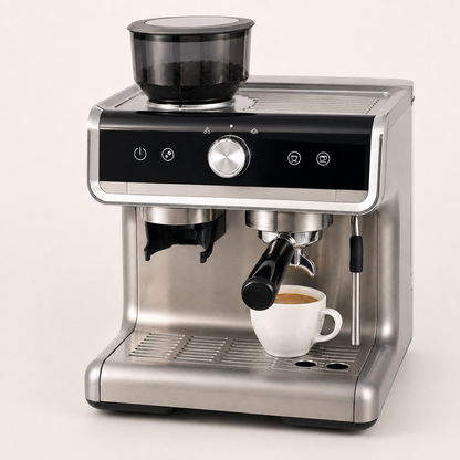 Espresso Maker with Integrated Burr Grinder, 20-Bar Pressure, 30 Grind Options, Steam Wand & 94.6 fl oz Reservoir