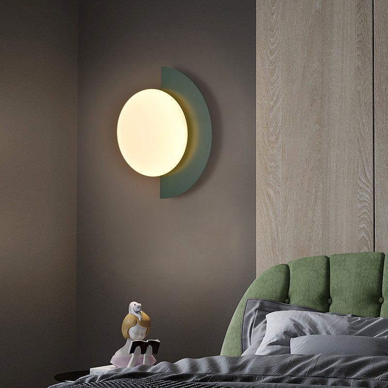 Contemporary Half-Circle Wall Lamp Featuring Round Glass Shade
