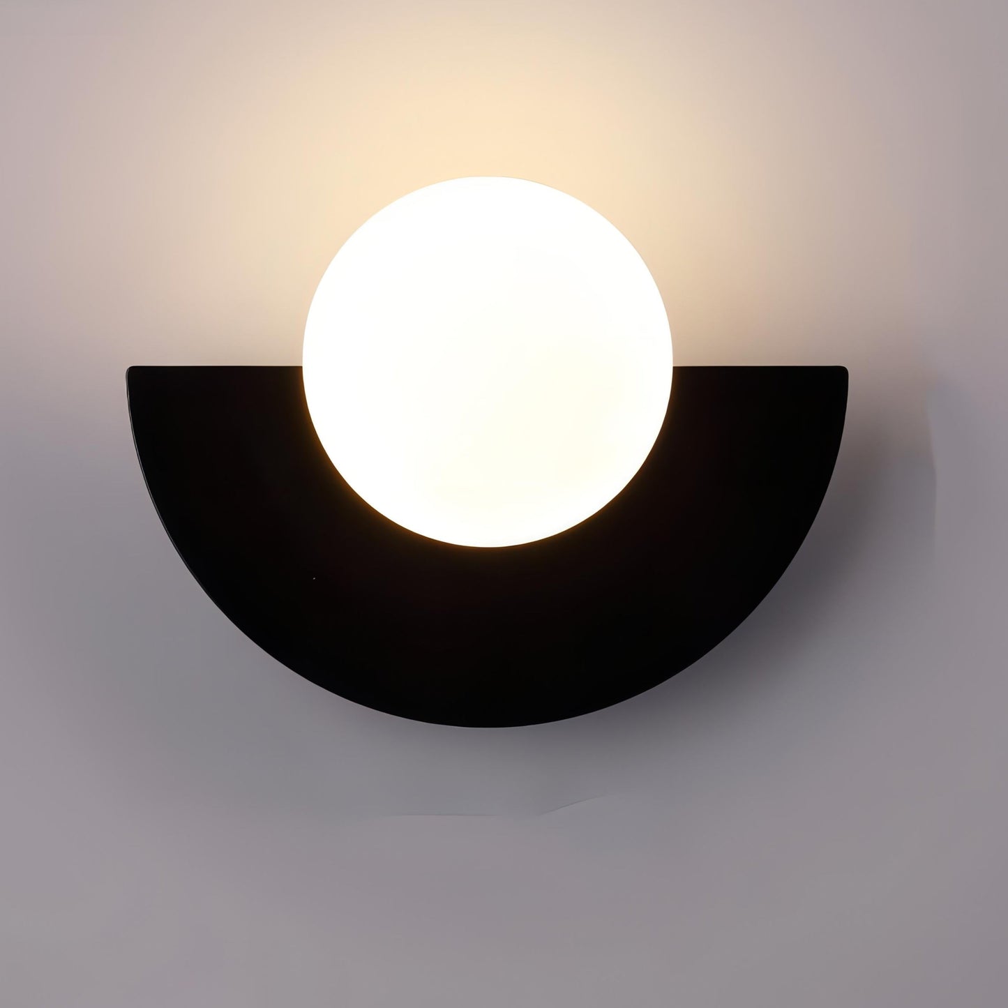 Contemporary Half-Circle Wall Lamp Featuring Round Glass Shade