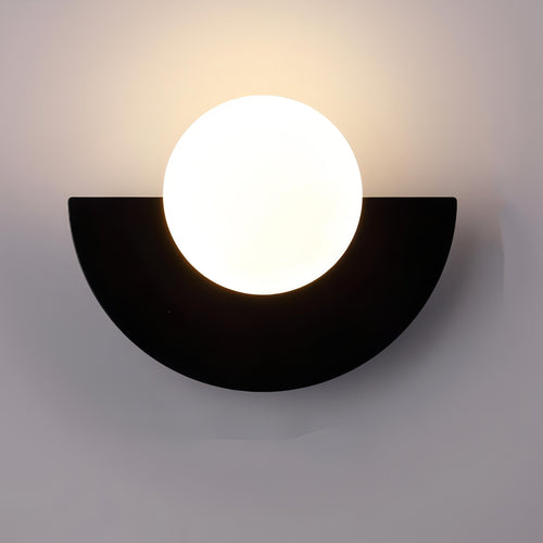 Contemporary Half-Circle Wall Lamp Featuring Round Glass Shade