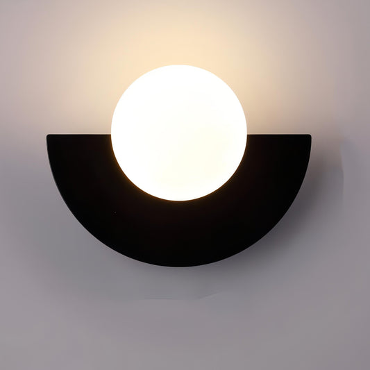 Contemporary Half-Circle Wall Lamp Featuring Round Glass Shade