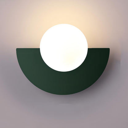 Contemporary Half-Circle Wall Lamp Featuring Round Glass Shade