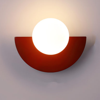 Contemporary Half-Circle Wall Lamp Featuring Round Glass Shade