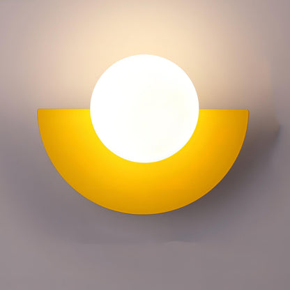 Contemporary Half-Circle Wall Lamp Featuring Round Glass Shade