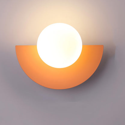Contemporary Half-Circle Wall Lamp Featuring Round Glass Shade