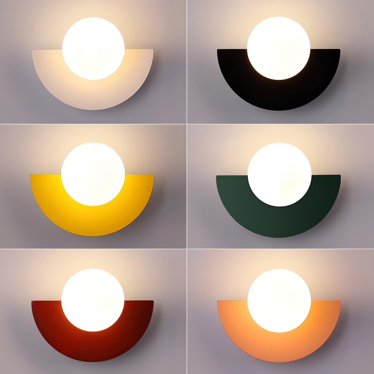 Contemporary Half-Circle Wall Lamp Featuring Round Glass Shade