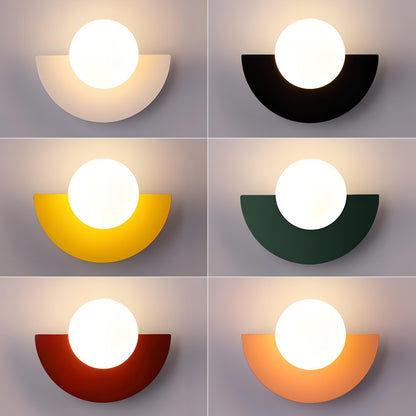 Contemporary Half-Circle Wall Lamp Featuring Round Glass Shade