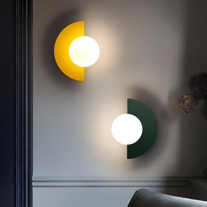 Contemporary Half-Circle Wall Lamp Featuring Round Glass Shade