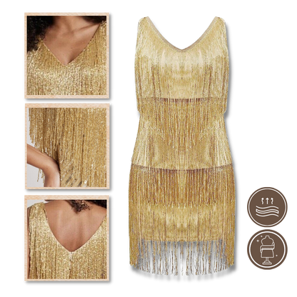 Sequined V-Neck Slip Dress