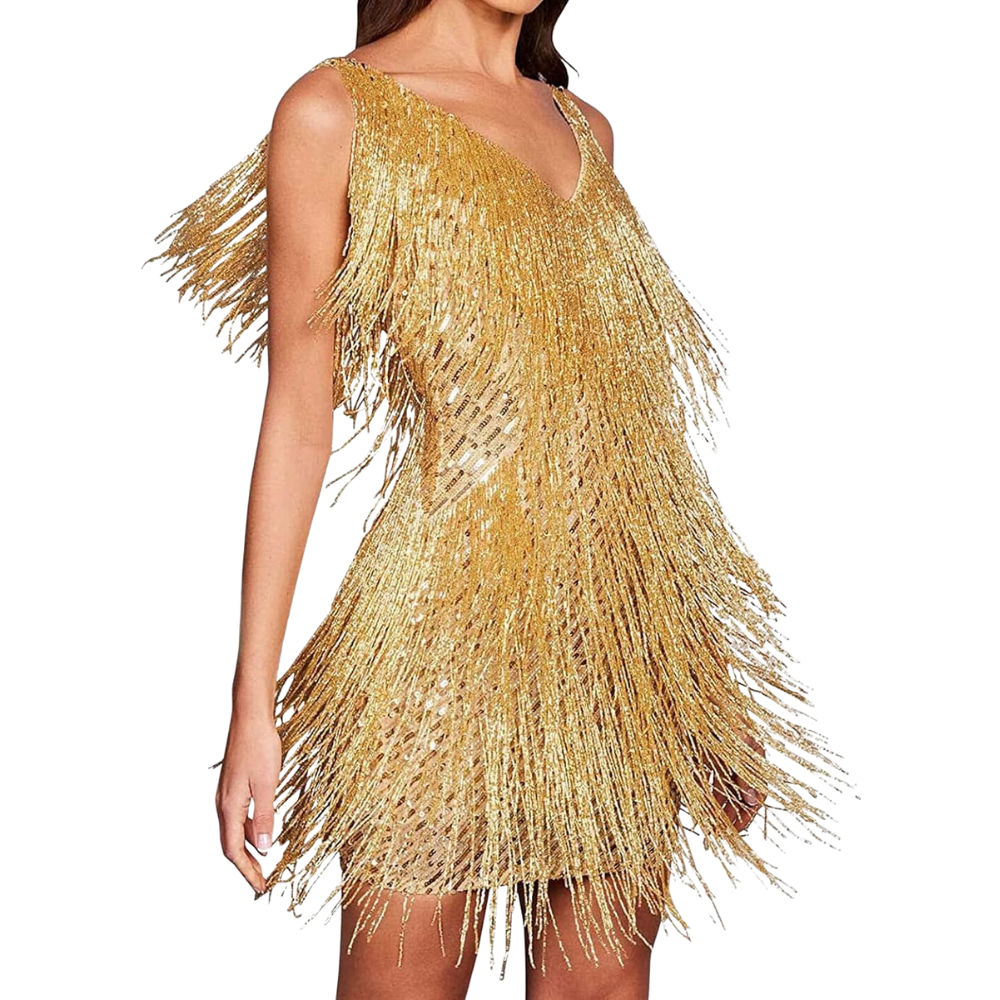 Sequined V-Neck Slip Dress
