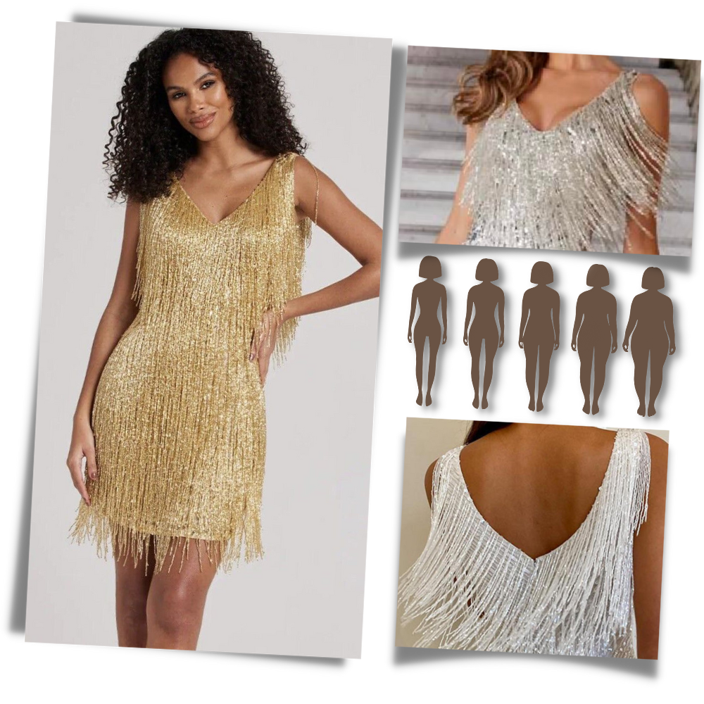Sequined V-Neck Slip Dress