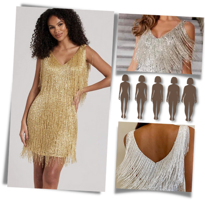 Sequined V-Neck Slip Dress