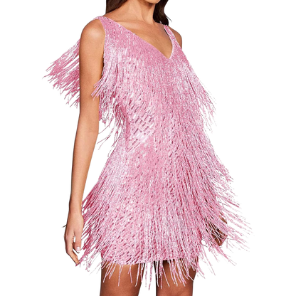Sequined V-Neck Slip Dress