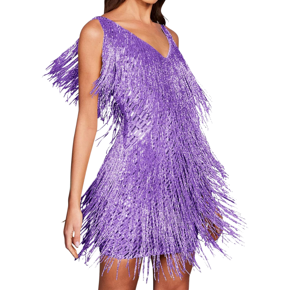 Sequined V-Neck Slip Dress