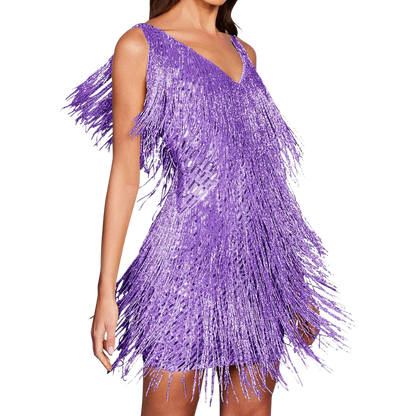 Sequined V-Neck Slip Dress