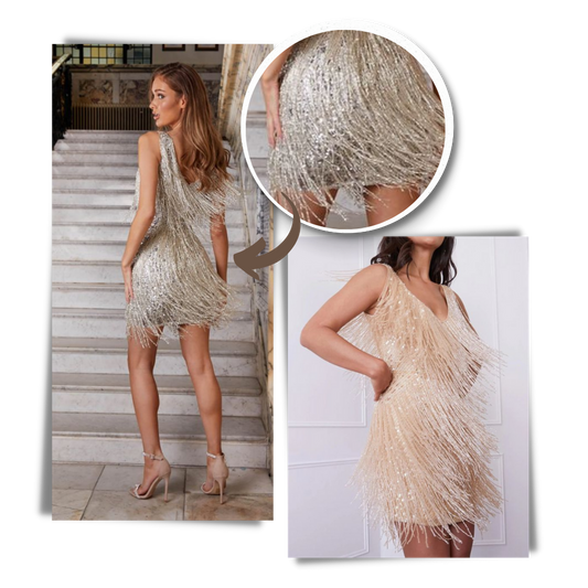 Sequined V-Neck Slip Dress