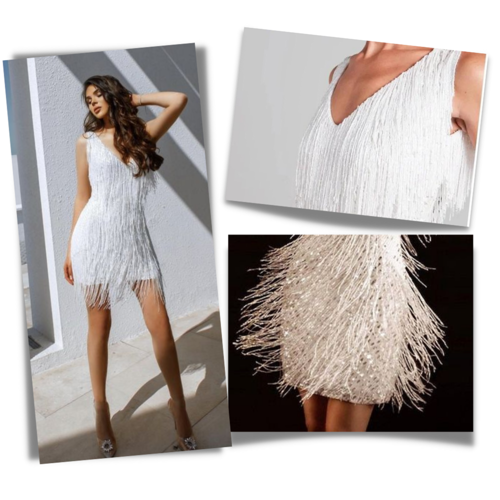 Sequined V-Neck Slip Dress