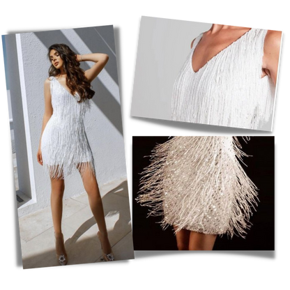 Sequined V-Neck Slip Dress
