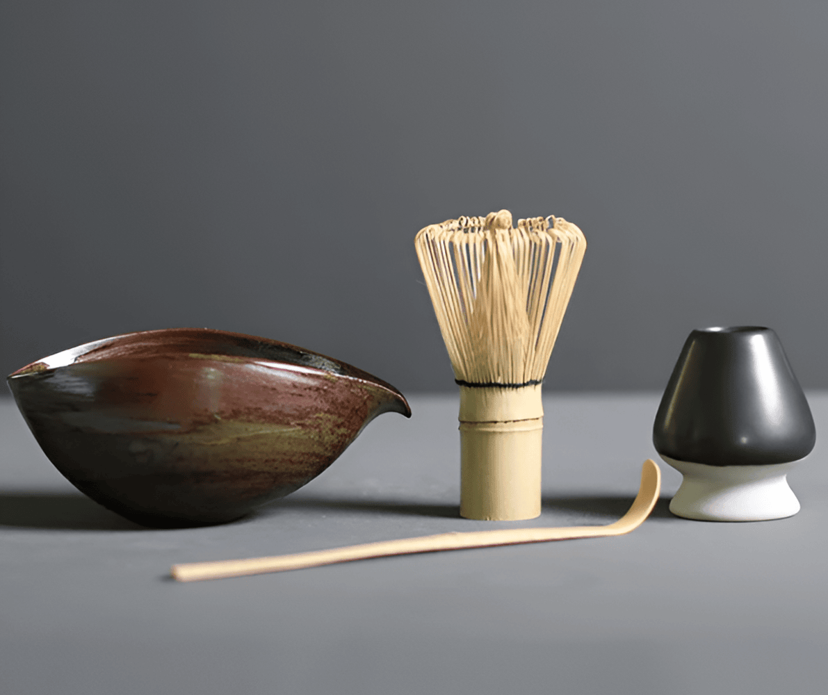 Ceramic and Bamboo Matcha Set from Japan – 4-Piece Tea Essentials