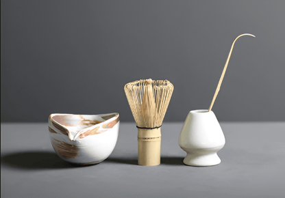 Ceramic and Bamboo Matcha Set from Japan – 4-Piece Tea Essentials