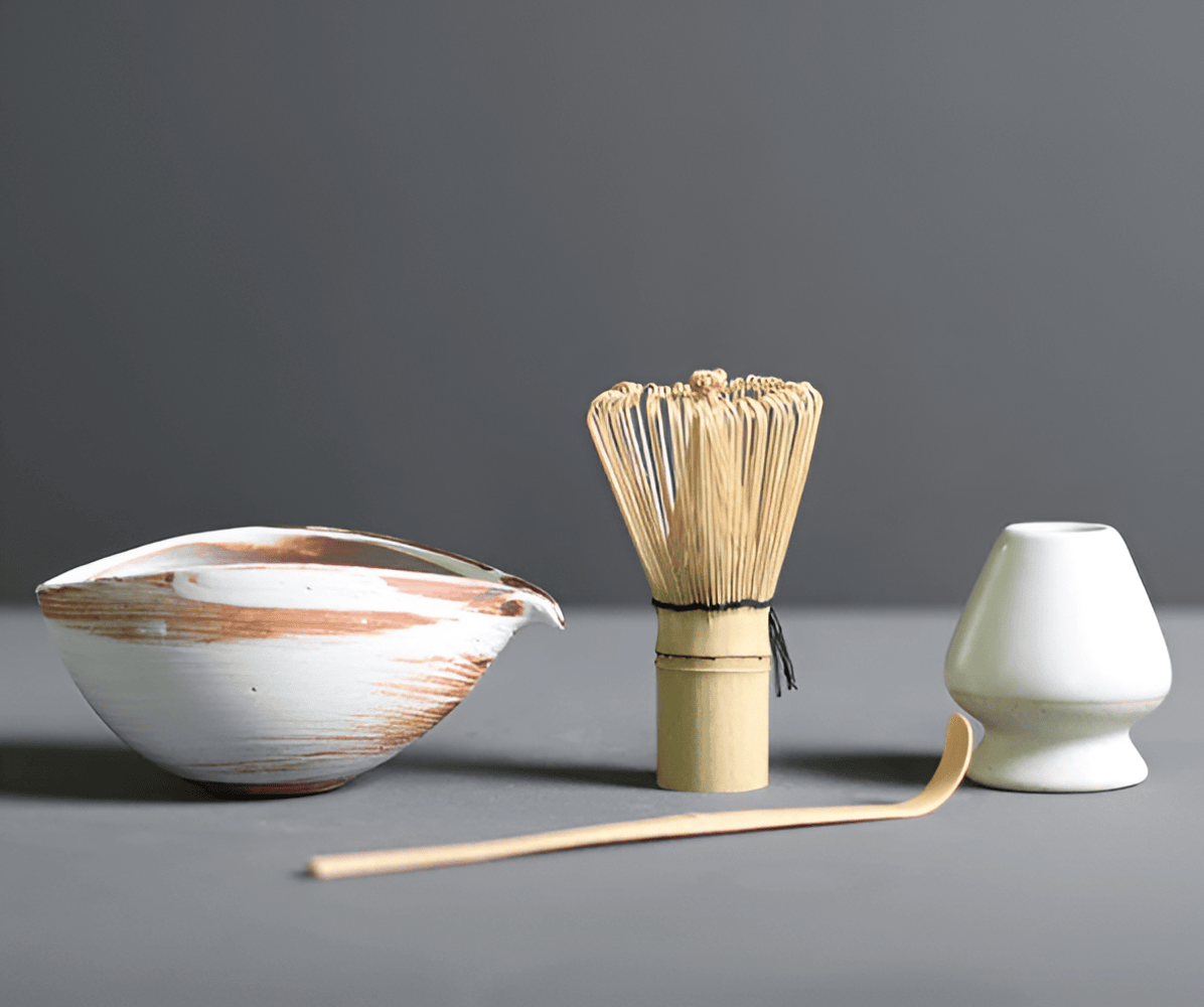 Ceramic and Bamboo Matcha Set from Japan – 4-Piece Tea Essentials