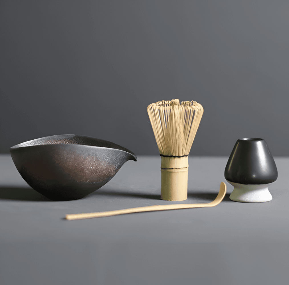 Ceramic and Bamboo Matcha Set from Japan – 4-Piece Tea Essentials