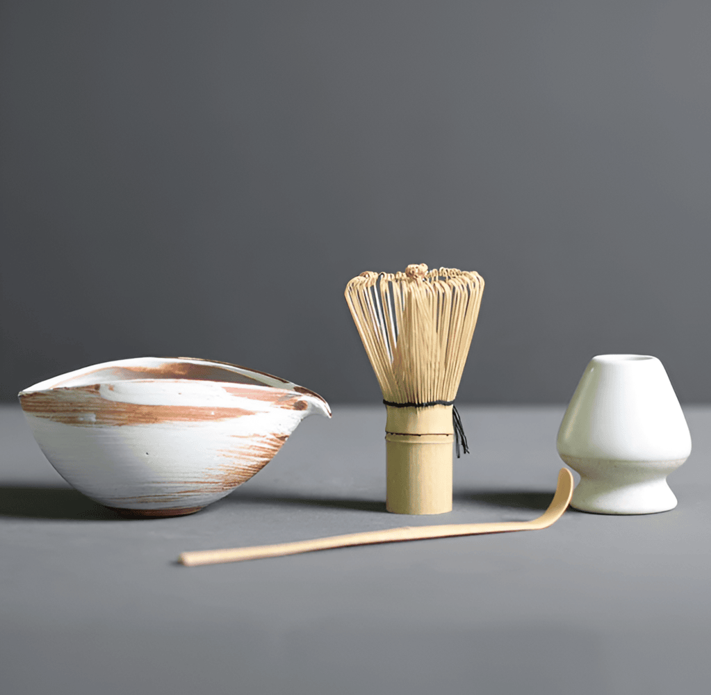 Ceramic and Bamboo Matcha Set from Japan – 4-Piece Tea Essentials