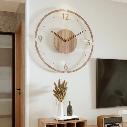 Minimalist Silent Design Wooden Wall Clock in Scandinavian Style