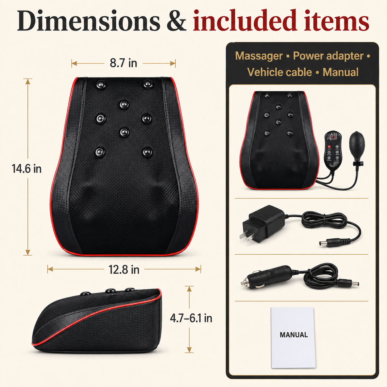 3D Neck and Shoulder Massager Pillow with Heat – Full Back Shiatsu Cushion